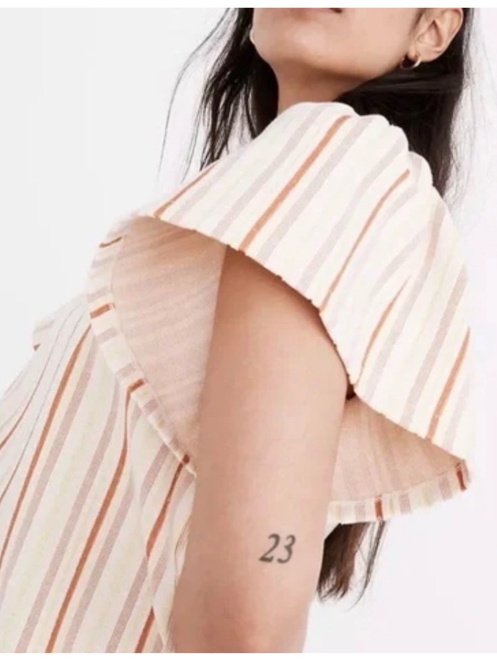 Madewell Cream Tunic with Tan and Pink Stripe Detail